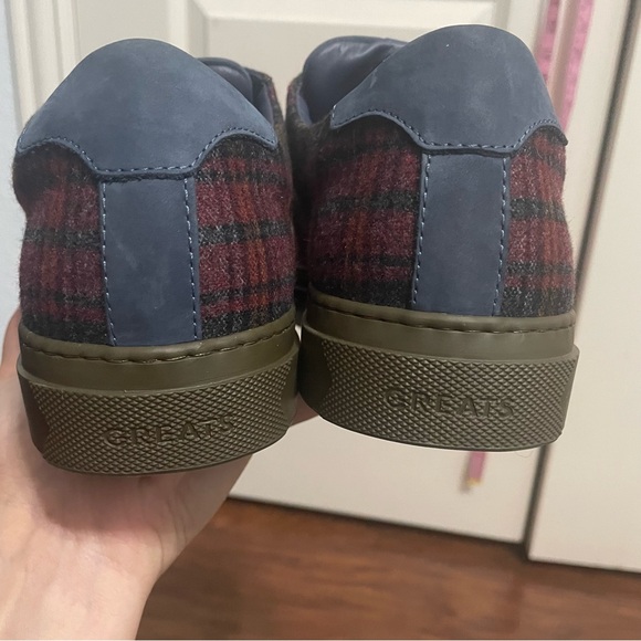 💖 GREATS Brooklyn The Royale Blue/Red Plaid Suede & Wool Sneakers - Picture 6 of 9